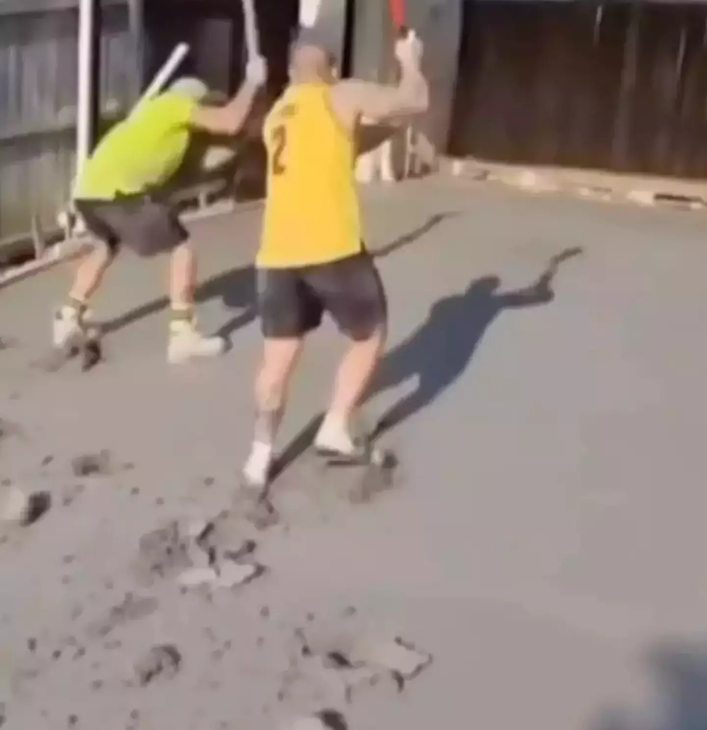 The clip of the builders destroying their own work went viral (7News)