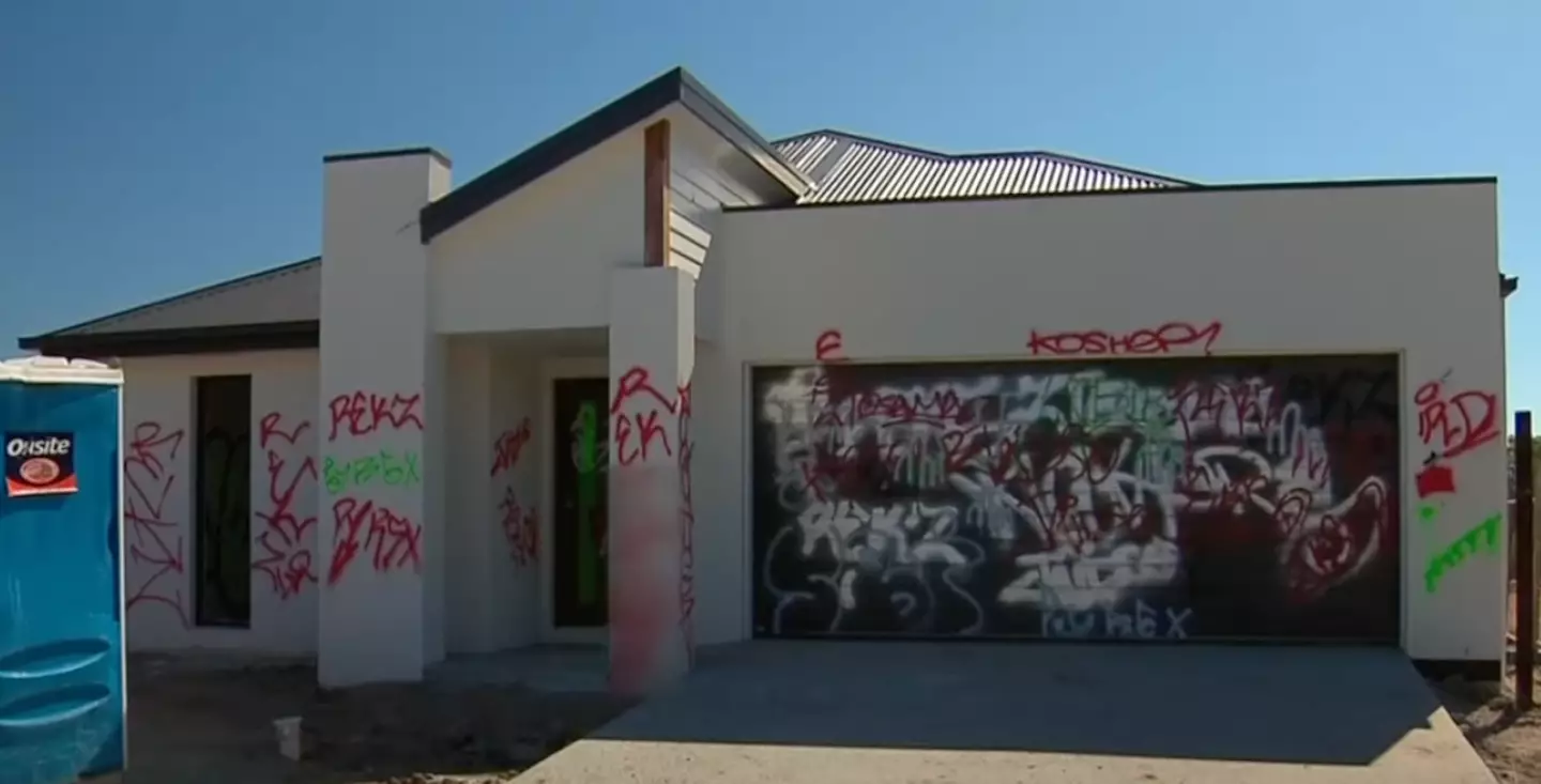 Vandals targeted both the inside and outside of the home.