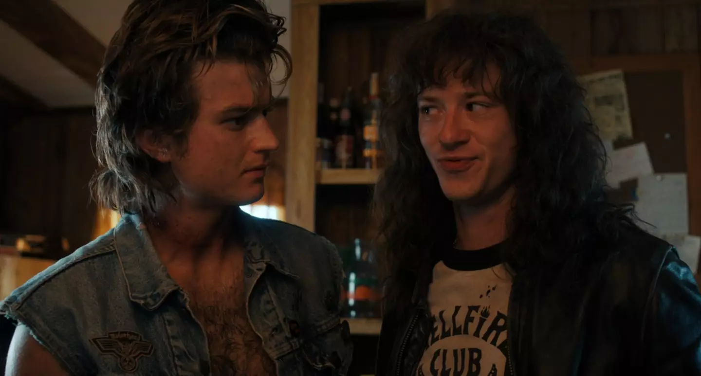 Joe Keery and Joseph Quinn as Steve and Eddie in Stranger Things.