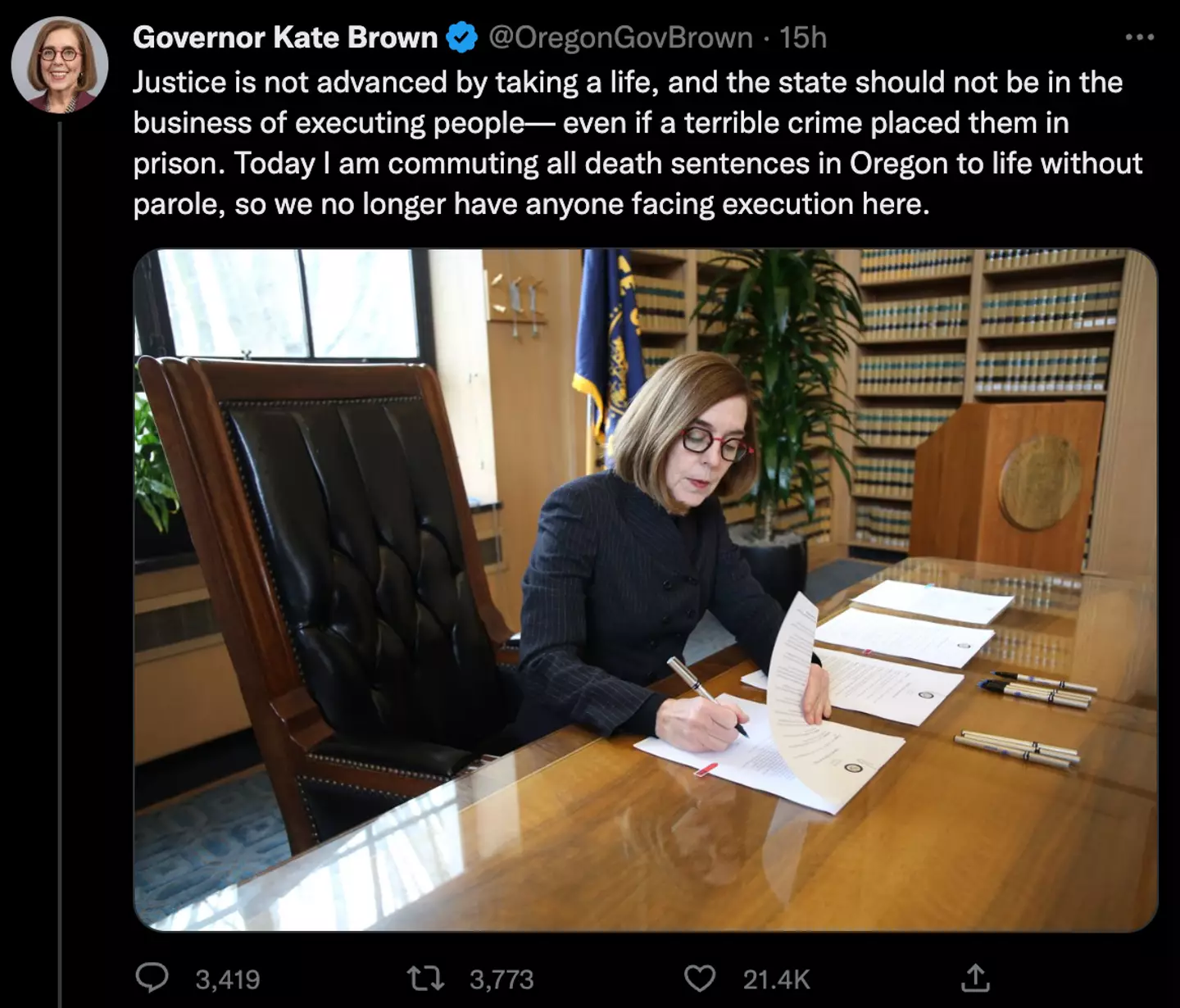 Governor Brown has called the death penalty 'immoral'.