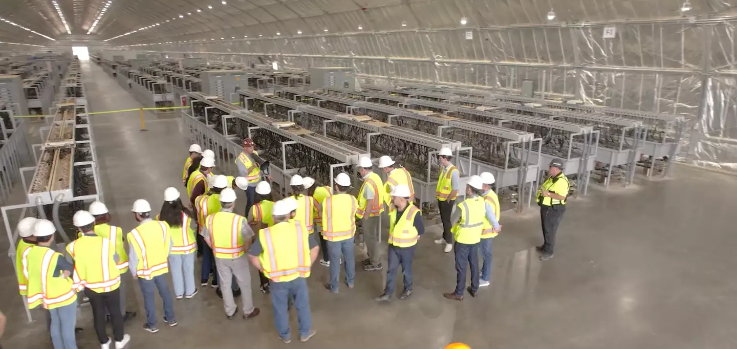 Software used to mine Bitcoin can be seen running as far as the eye can see at the mining data center (Riot Platforms, Inc)