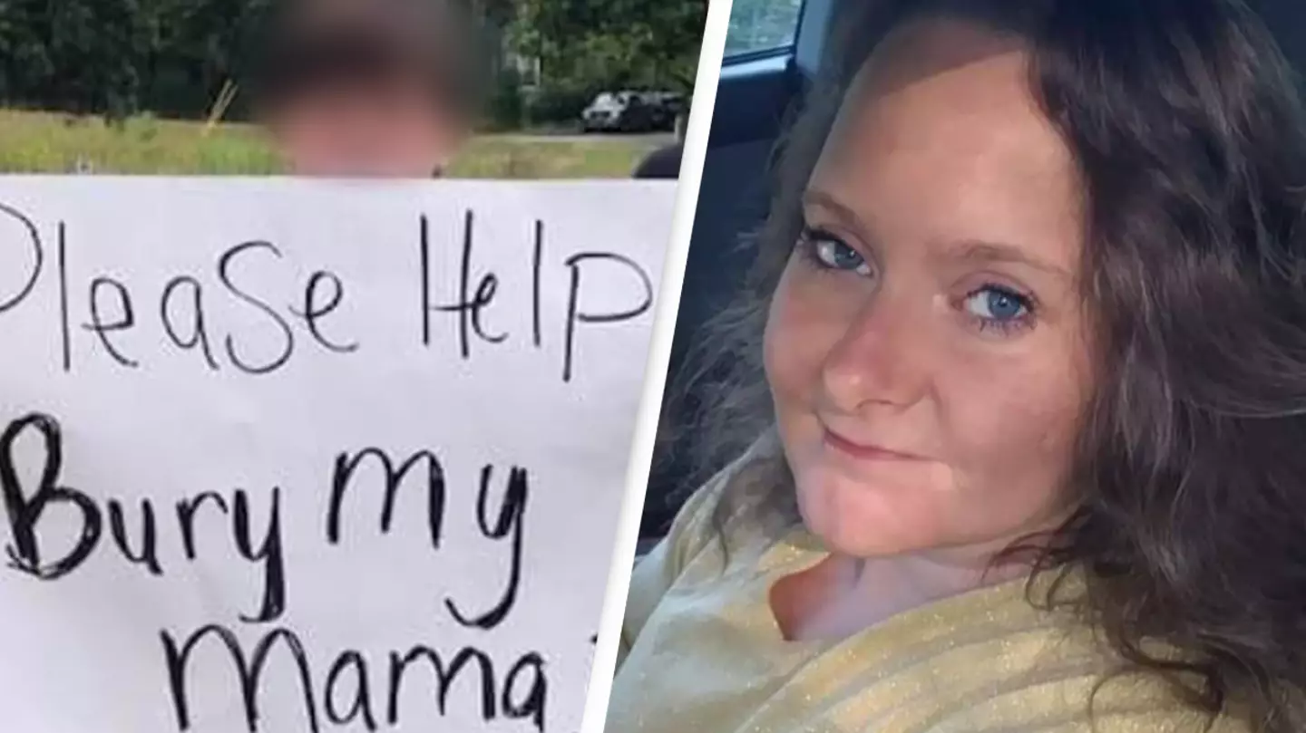 11-year-old boy holding heartbreaking sign that said 'please help bury my mama' raises eye-watering amount