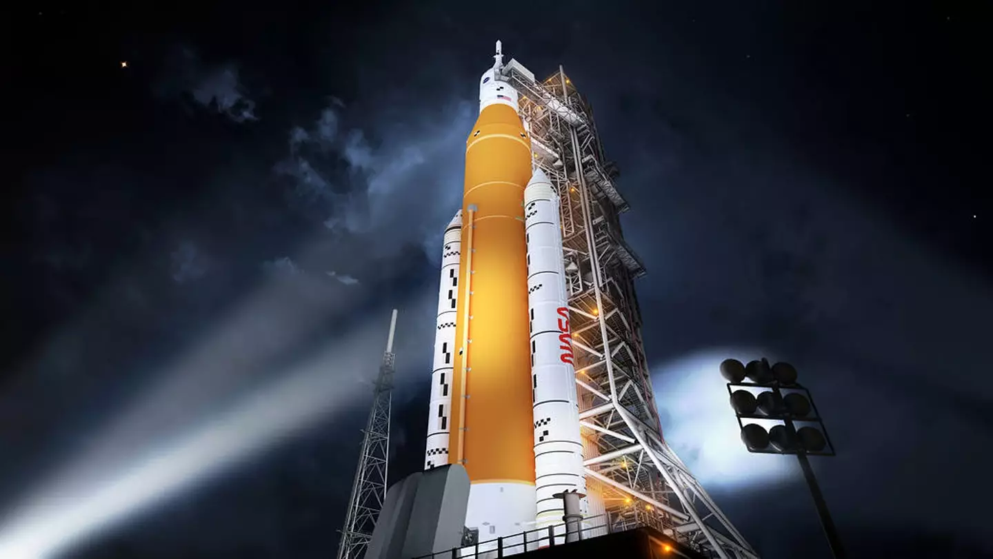 An illustration of NASA’s Space Launch System (SLS) rocket (NASA)