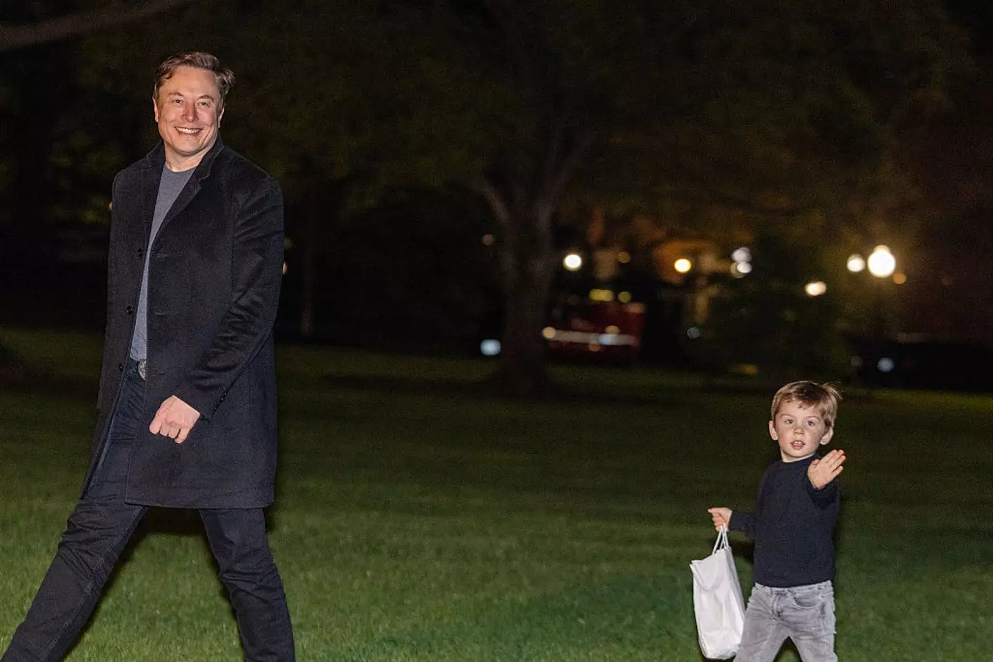 Elon Musk with his son X Æ (Tasos Katopodis/Getty Images)