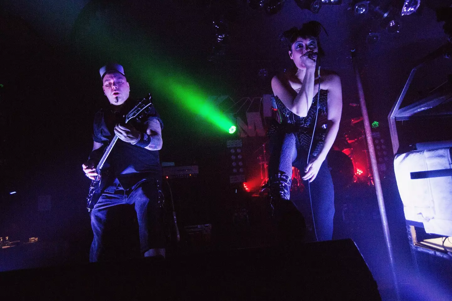 Steve White and Lucia Cifarelli of KMFDM pictured in 2013 (Mat Hayward/Getty Images)