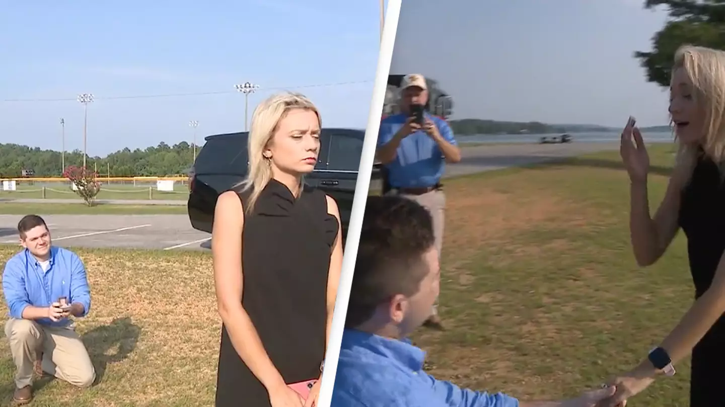 Reporter rocked up to breaking news only to find boyfriend proposing to her