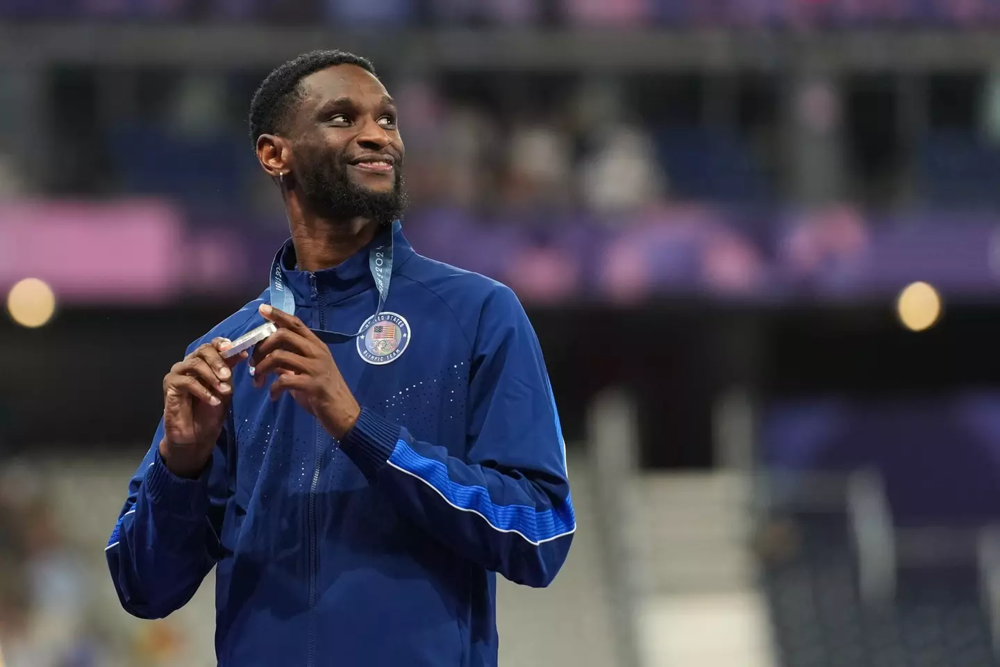 Shelby McEwen won silver in the men's high jump. (Alvaro Diaz/Europa Press via Getty Images)