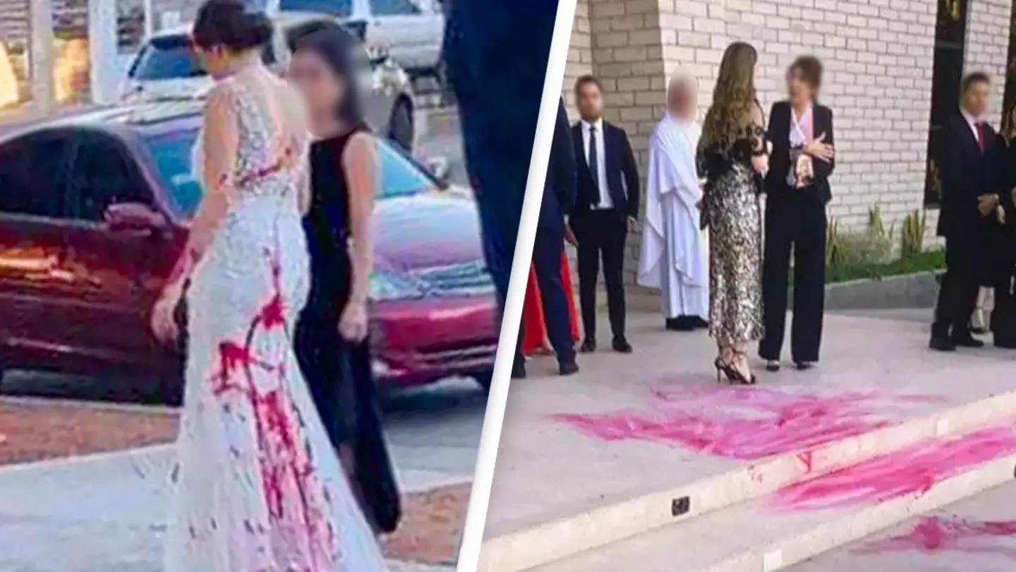 Groom's 'unhinged' mom sabotages bride's wedding day by having red paint thrown at her walking down the aisle