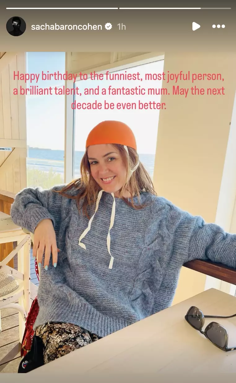 The actor penned a sweet message for his ex-wife's 50th birthday (Sacha Baron Cohen/Instagram)