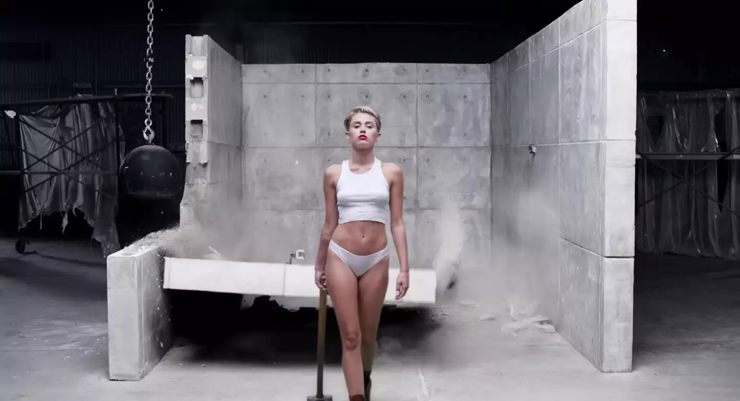 Miley Cyrus in the Wrecking Ball music video (2013).