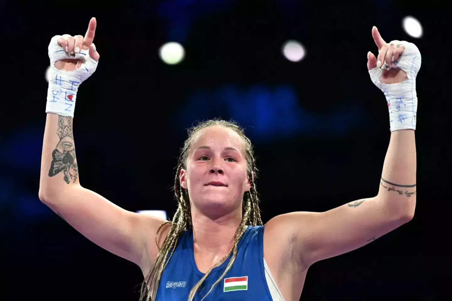 The Hungarian boxer shared she isn't 'scared.' (MOHD RASFAN/AFP via Getty Images)