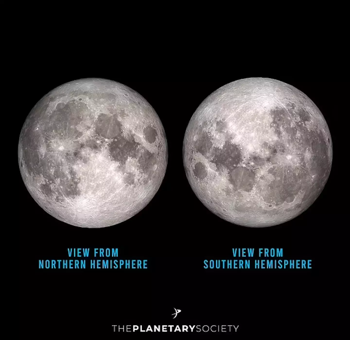 The moon appears different depending on where you look at it on Earth (The Planetary Society)