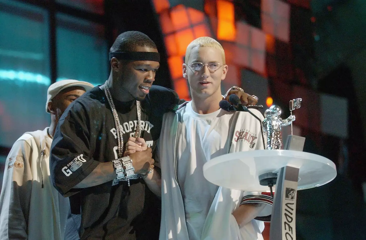 Eminem and 50 cent pictured at the 2003 MTV Video Music Awards.
