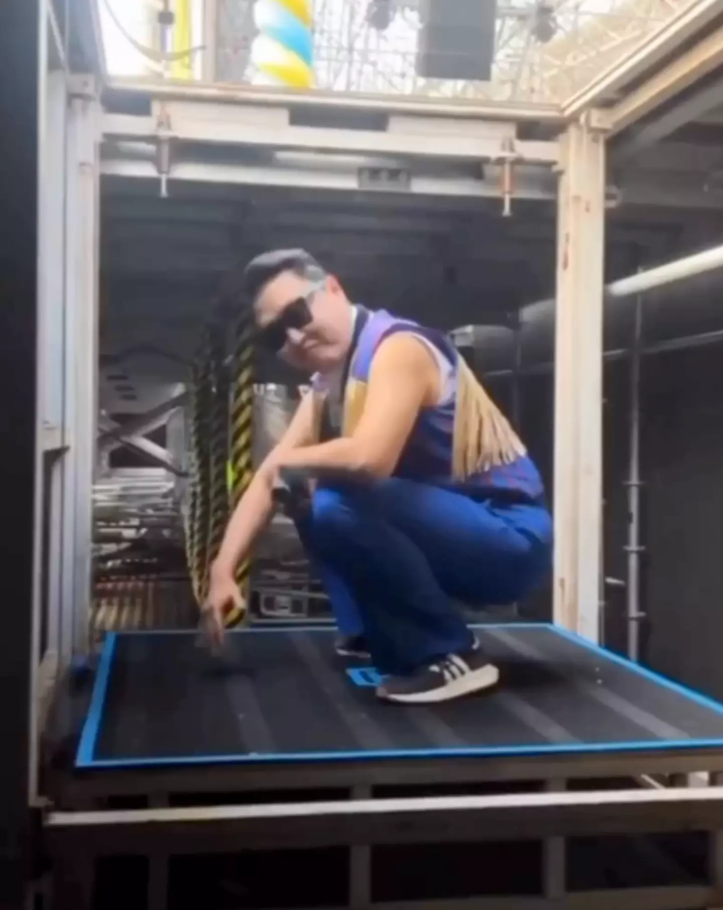 Psy shared a video of a particularly impressive stage entrance.
