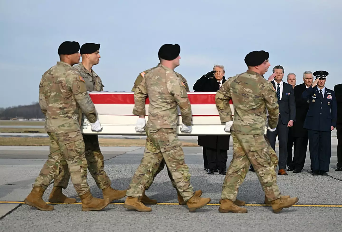 American soldiers who died in an 'ambush attack' returned home to US soil last week (ANDREW CABALLERO-REYNOLDS / AFP via Getty Images)