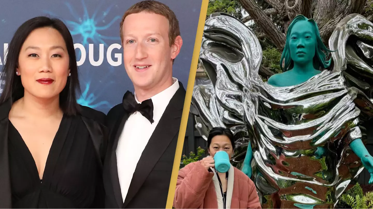 Mark Zuckerberg installs a giant statue of his wife in their backyard and fans are losing it