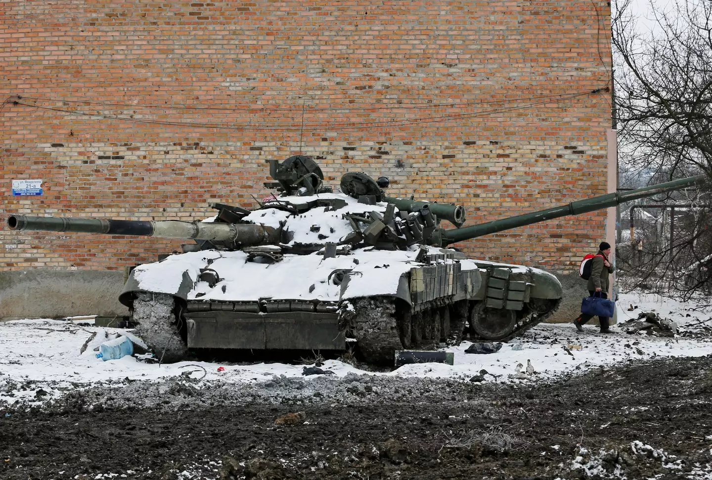 Destroyed Russian tank.