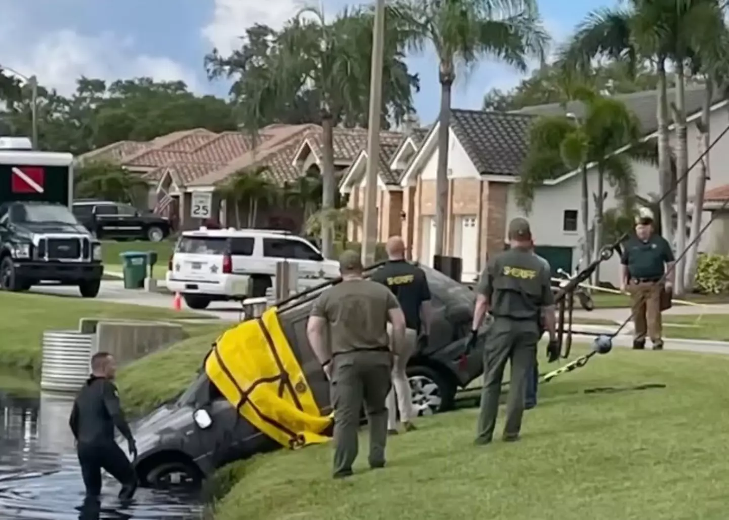 The human remains of a man were found underwater in a SUV in Palm Harbor.