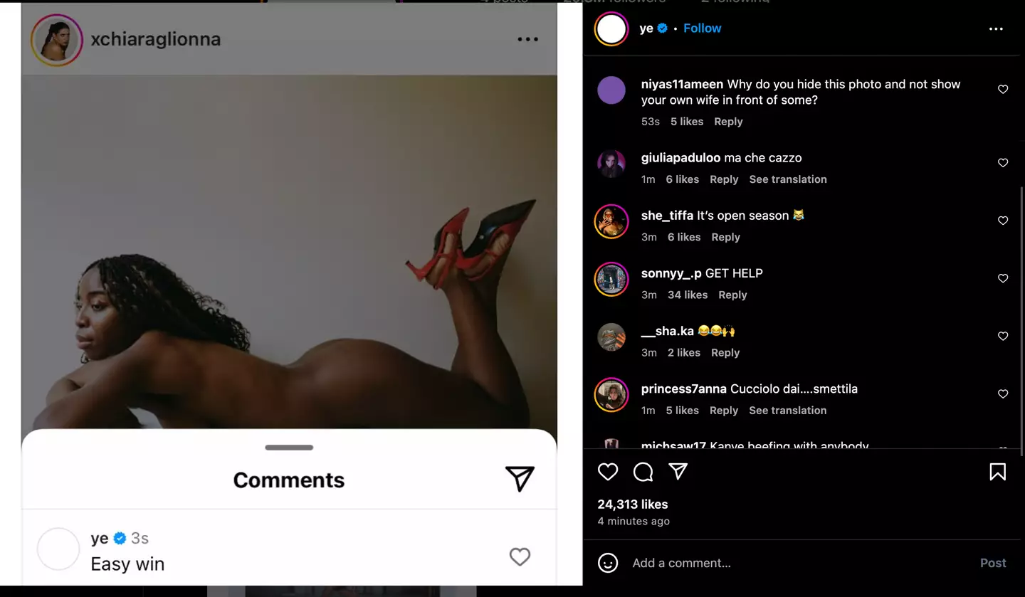 West slammed one of his critics on his Instagram (Instagram/@Ye)