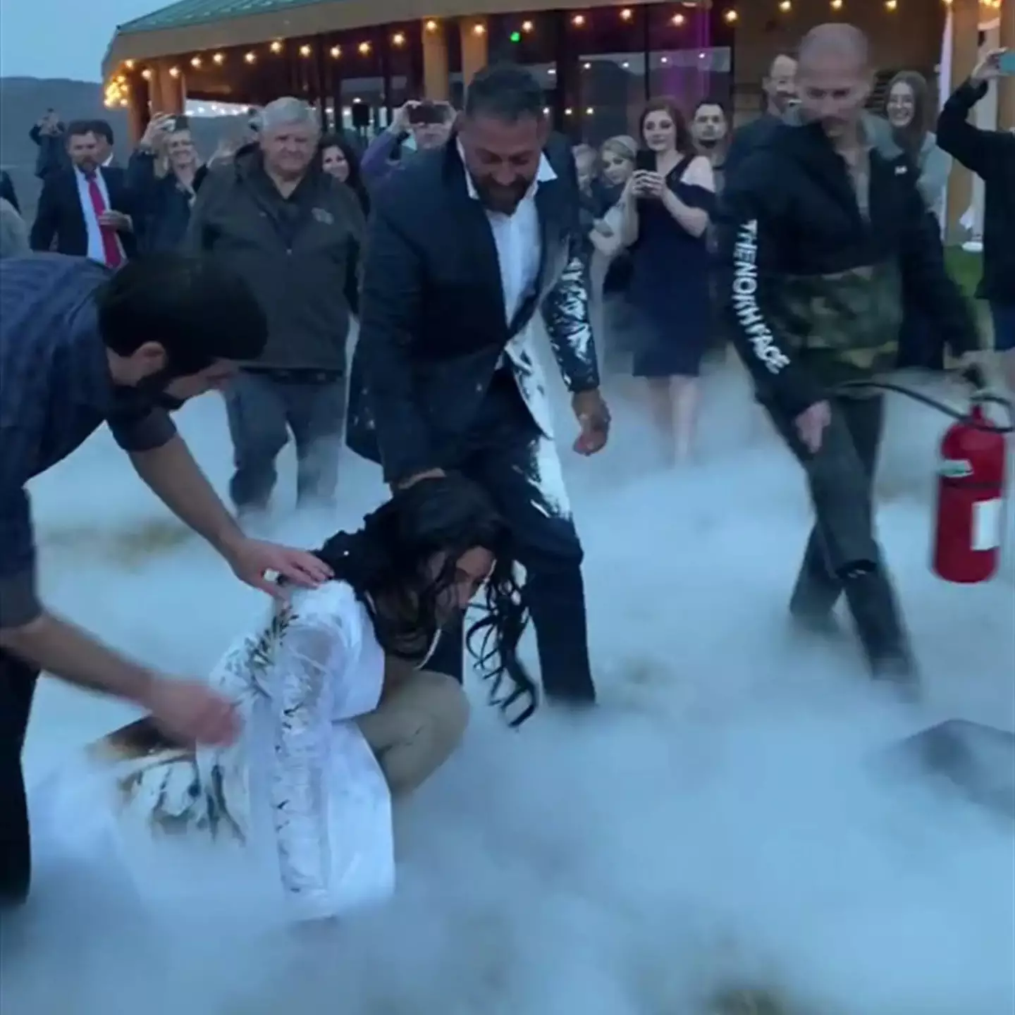 Extinguishers were on hand to put the couple out.