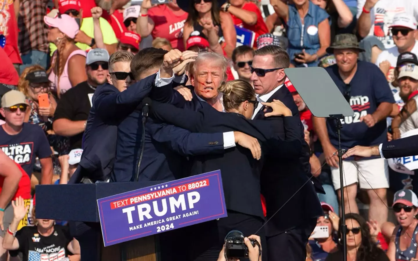 Donald Trump escaped with his life after being shot at during a rally in Pennsylvania last week. (REBECCA DROKE/AFP via Getty Images)