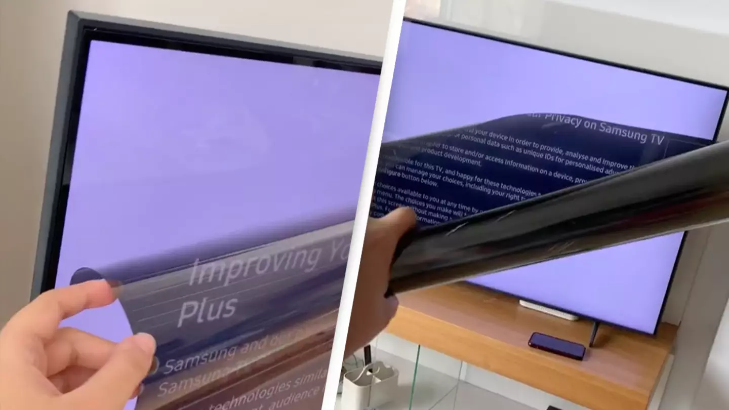Couple mistakenly rip 'screen' off their new smart TV while filming unboxing