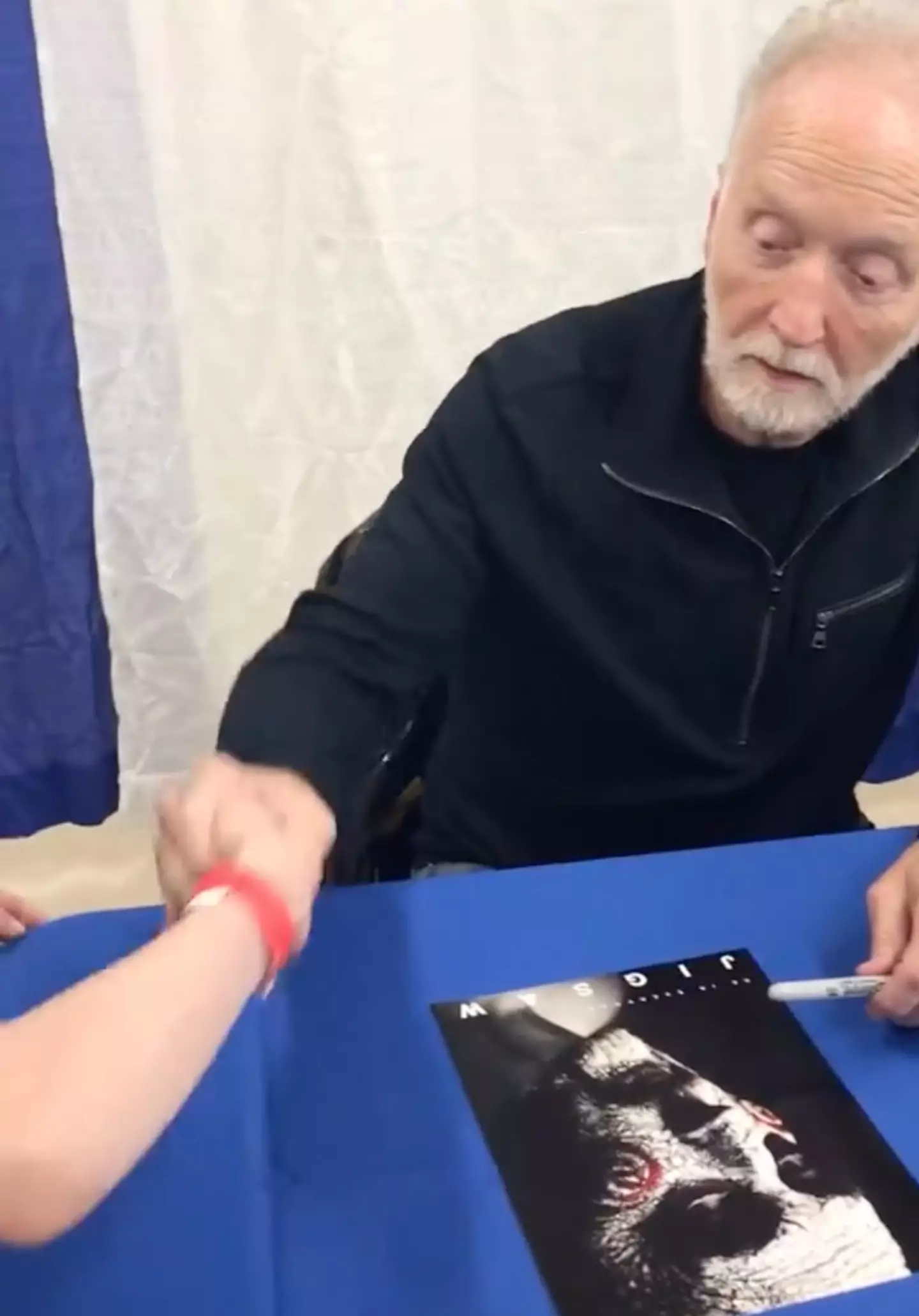 Tobin Bell gave the young lad a fist bump and a handshake.