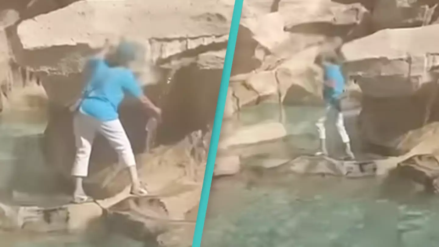 Tourist leaves locals fuming as she walks through Rome's Trevi Fountain to fill up her water bottle