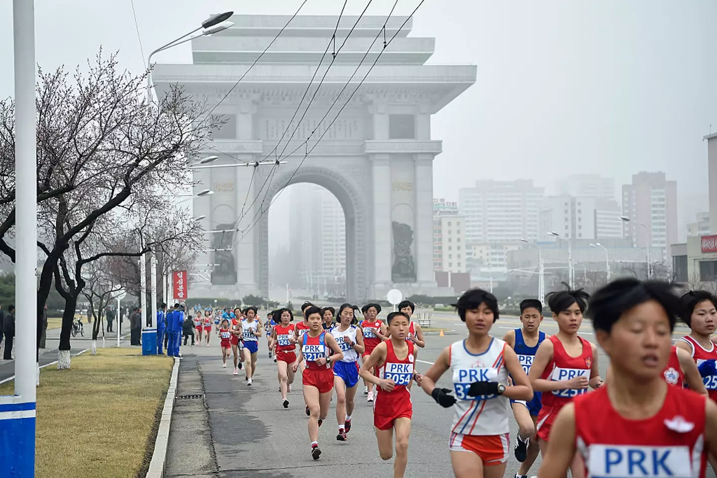 Pyongyang International Marathon took place in April 2025 (KIM WON JIN/AFP via Getty Images)