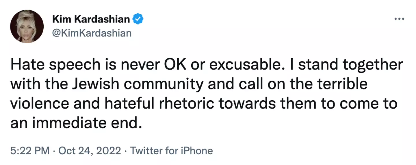 Kardashian addressed the matter on Twitter.