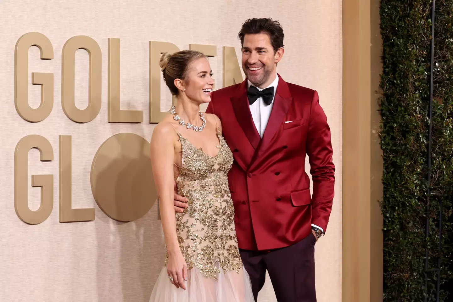 Emily Blunt and John Krasinski supported Oppenheimer at the Golden Globes.