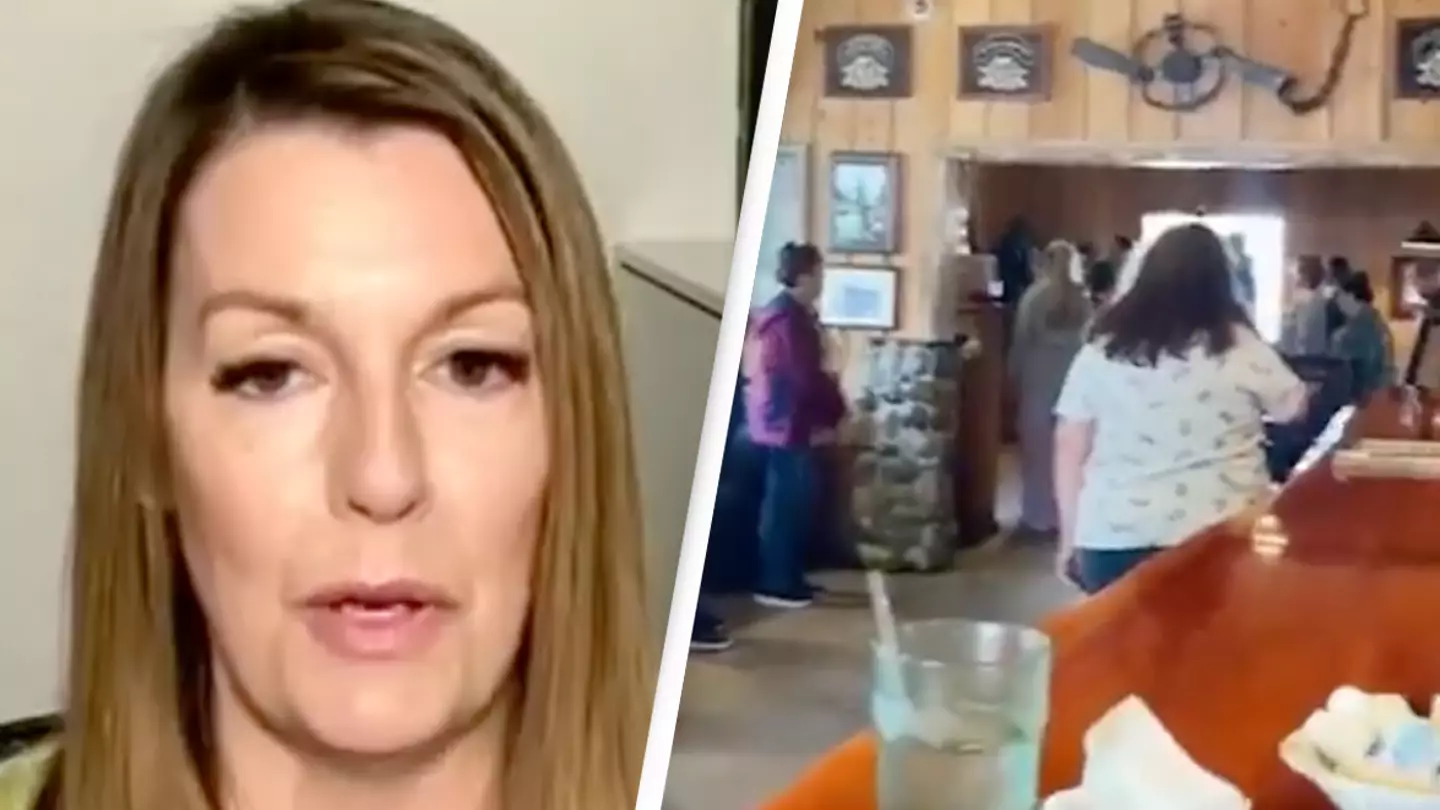Owner responds after people compare her restaurant to a 'horror movie' as it plays American national anthem