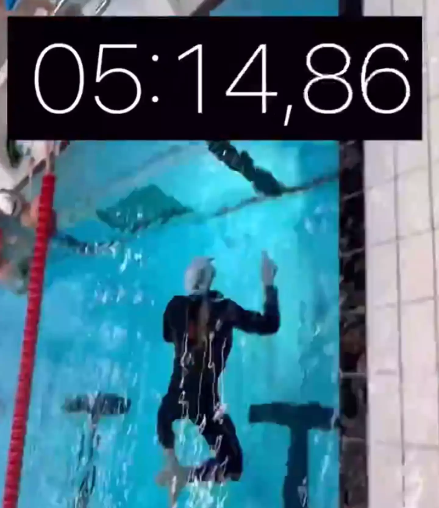 The swimmer even does a lap at the end for good measure (X/ @PicturesFoIder) 