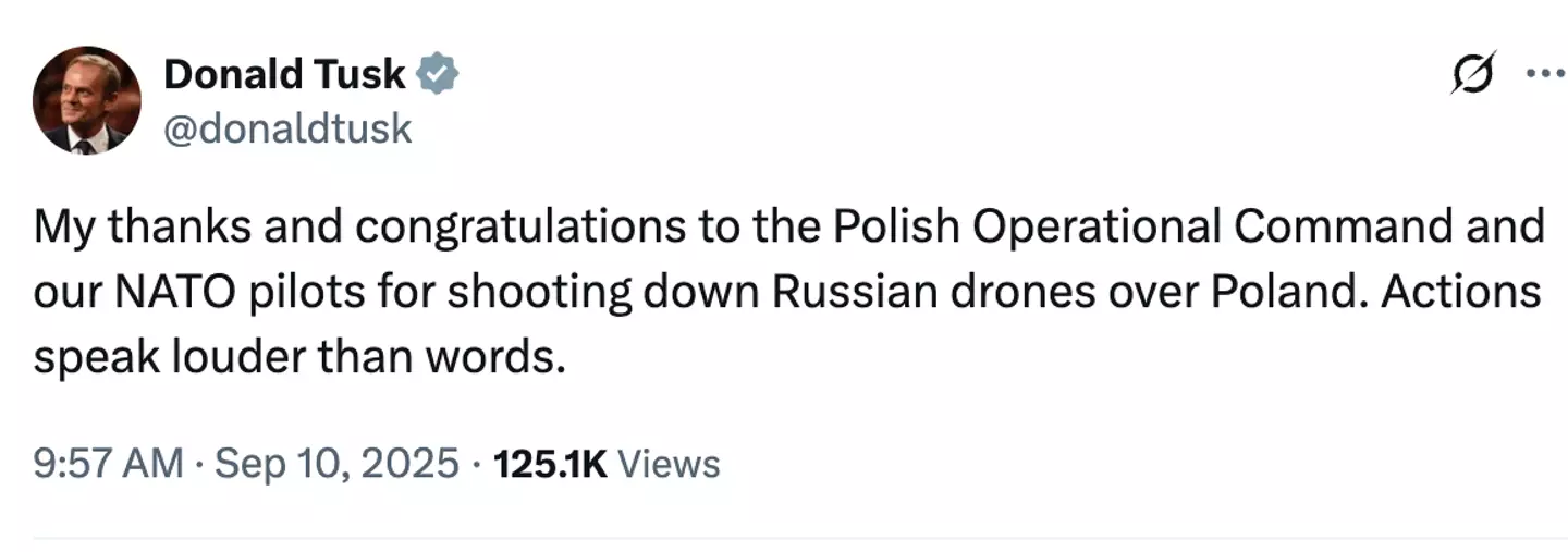 Tusk thanked NATO for stepping in (X/@donaldtusk)