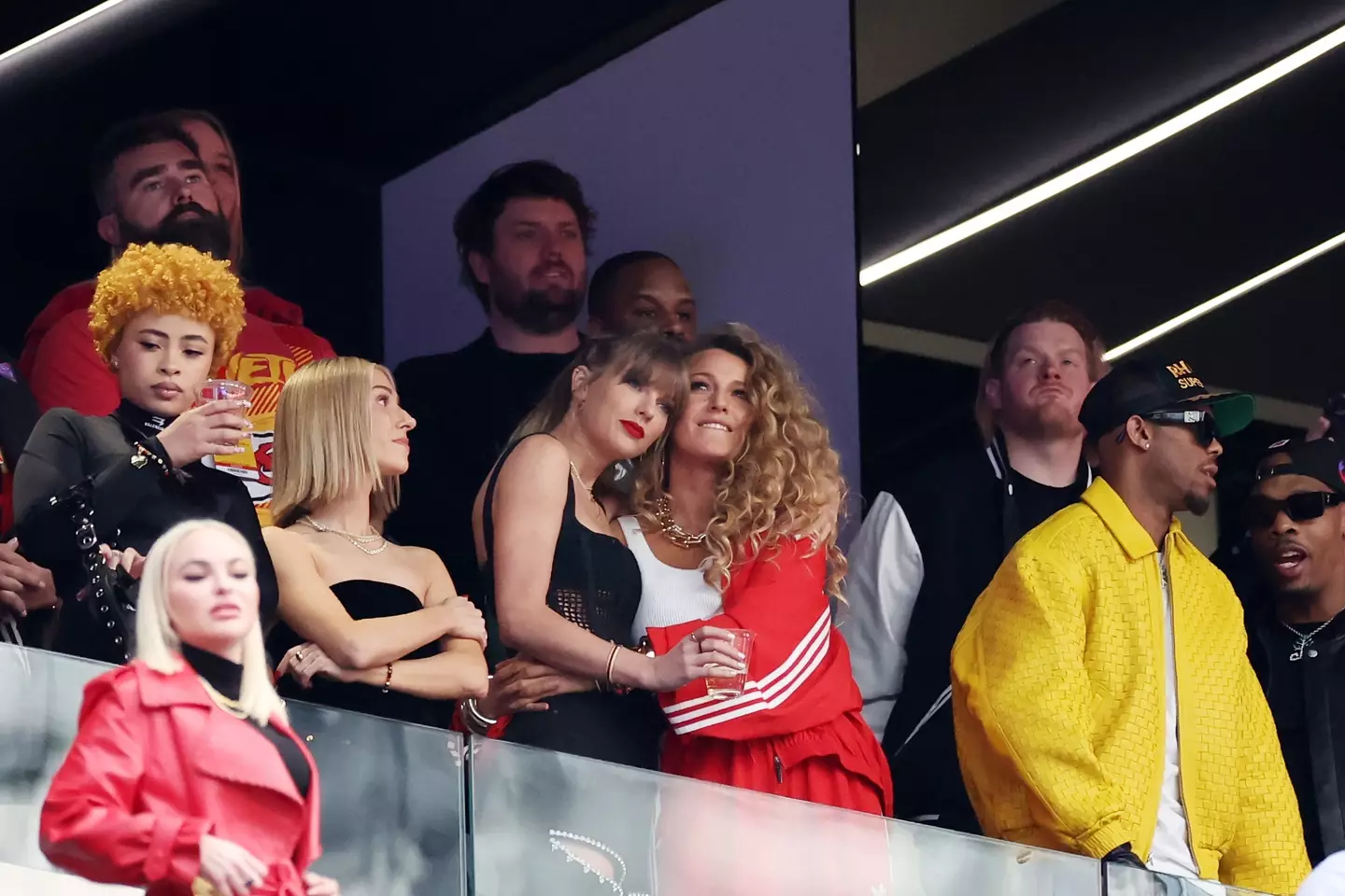 Taylor Swift and Blake Lively at the 2024 Super Bowl.
