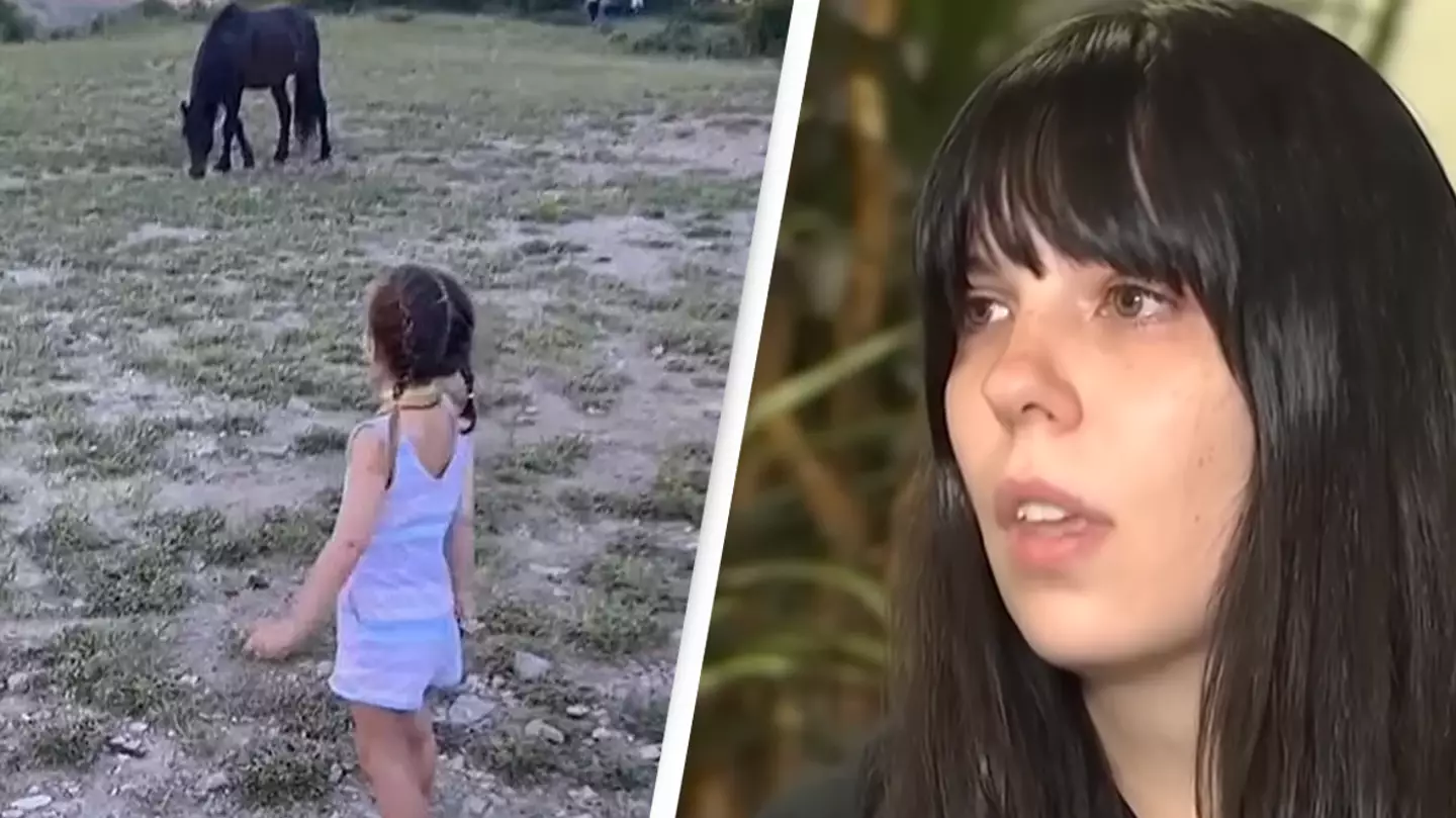 Chilling video shows horse at mom's photoshoot moments before it horrifically mauled a little girl
