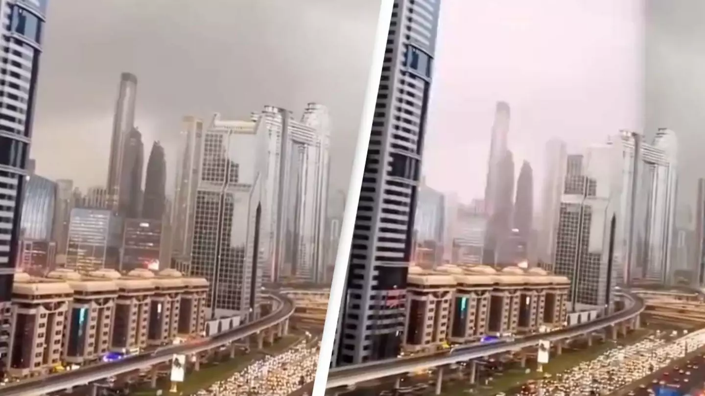 Incredible video shows Dubai's artificial rain that's used to combat high temperatures