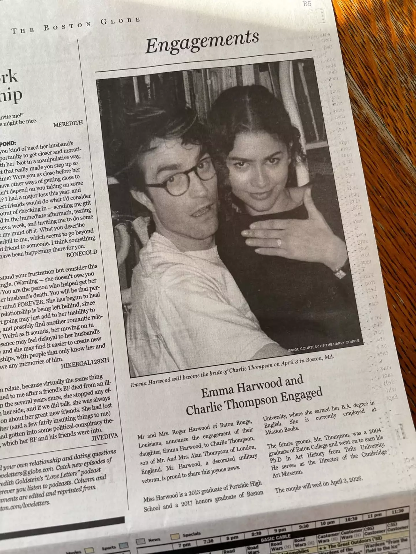 A24 took out an ad in the Boston Globe announcing the pair's engagement (Instagram/@a24)
