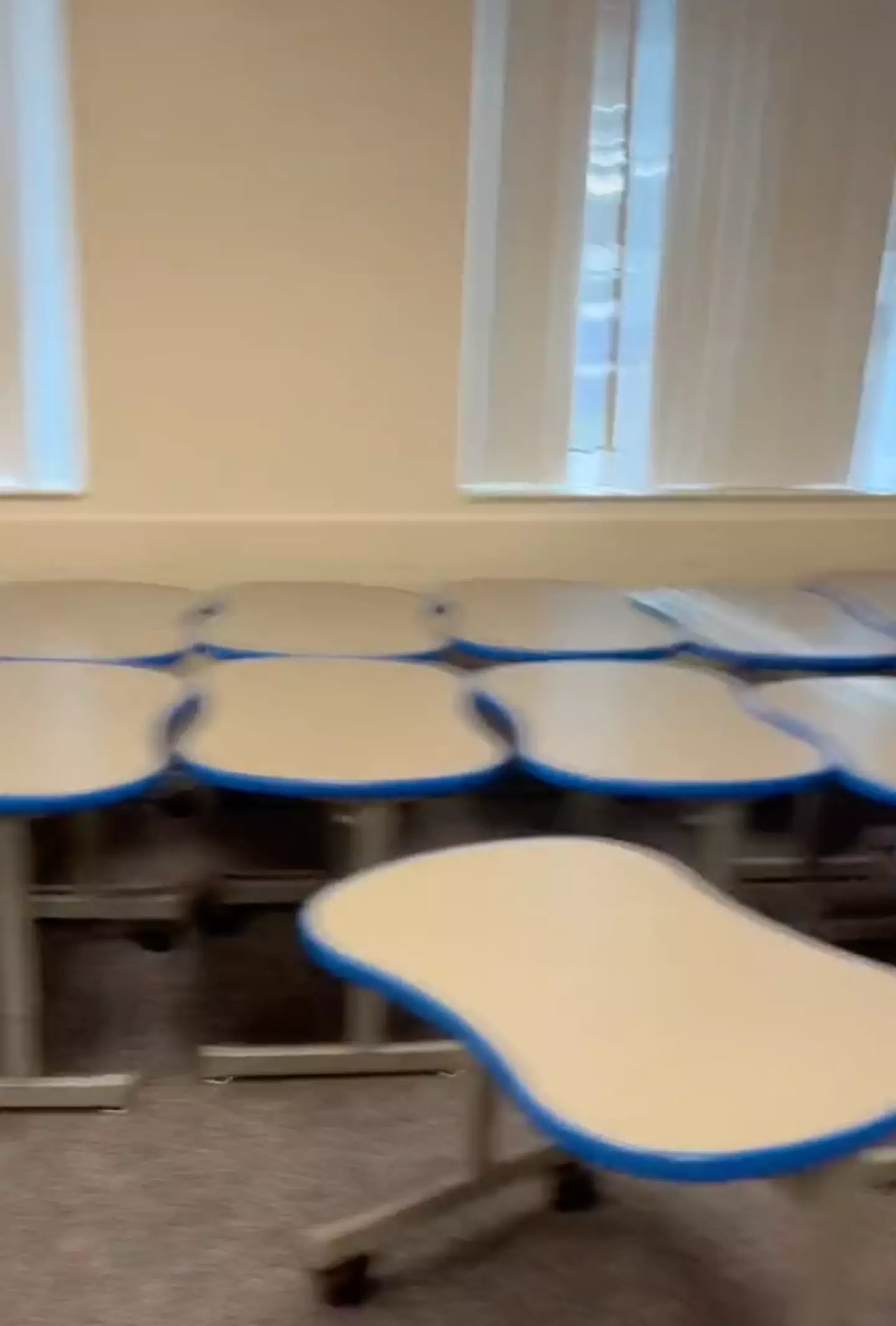 The classroom only had desks.