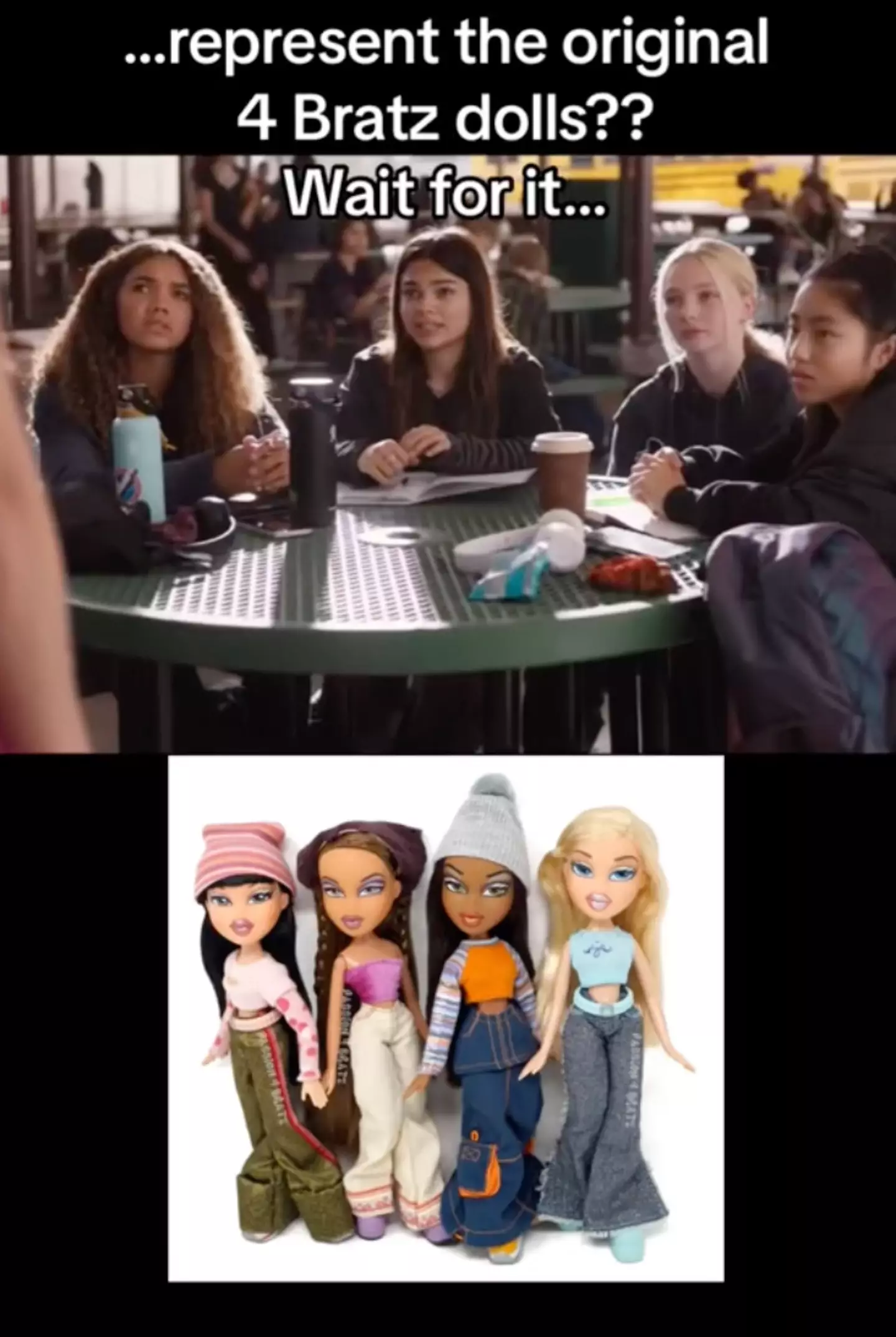 The high school students who don't like Barbie have the same names as the original four Bratz dolls.