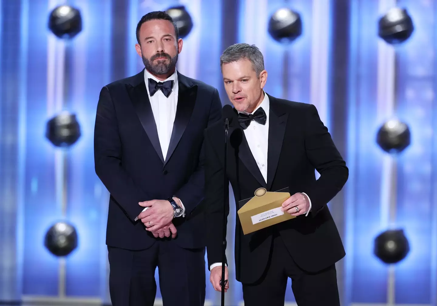Matt Damon and Ben Affleck pictured at the 2024 Golden Globes.
