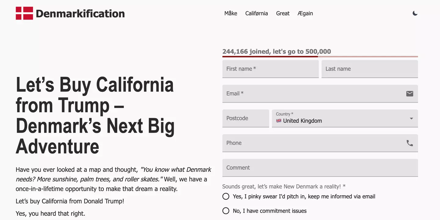 Over 240,000 people have signed the satirical petition (denmarkification.com)