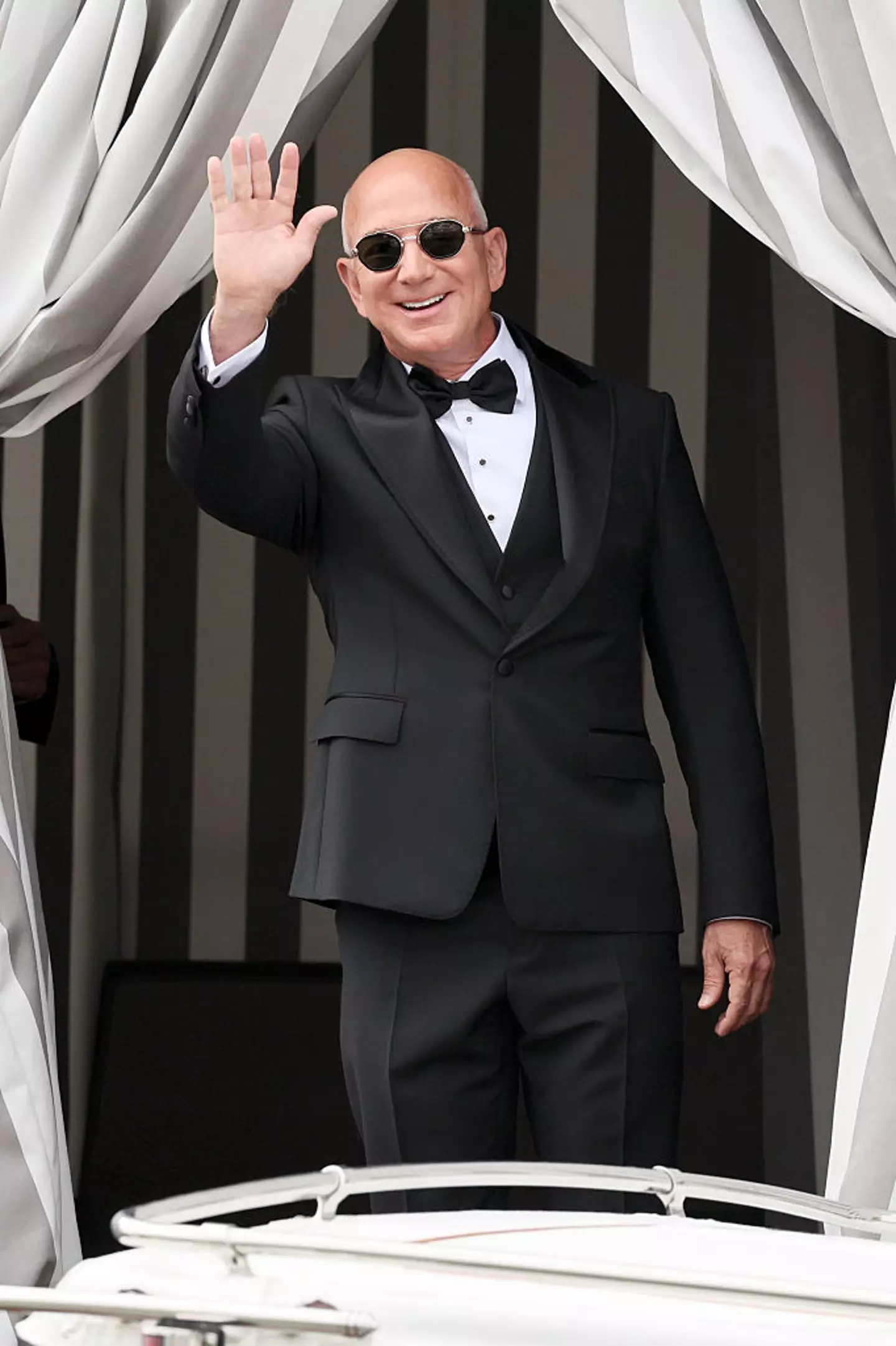 Jeff Bezos pictured leaving the Aman Hotel in Venice, Italy, on his wedding day (Ernesto Ruscio/GC Images)
