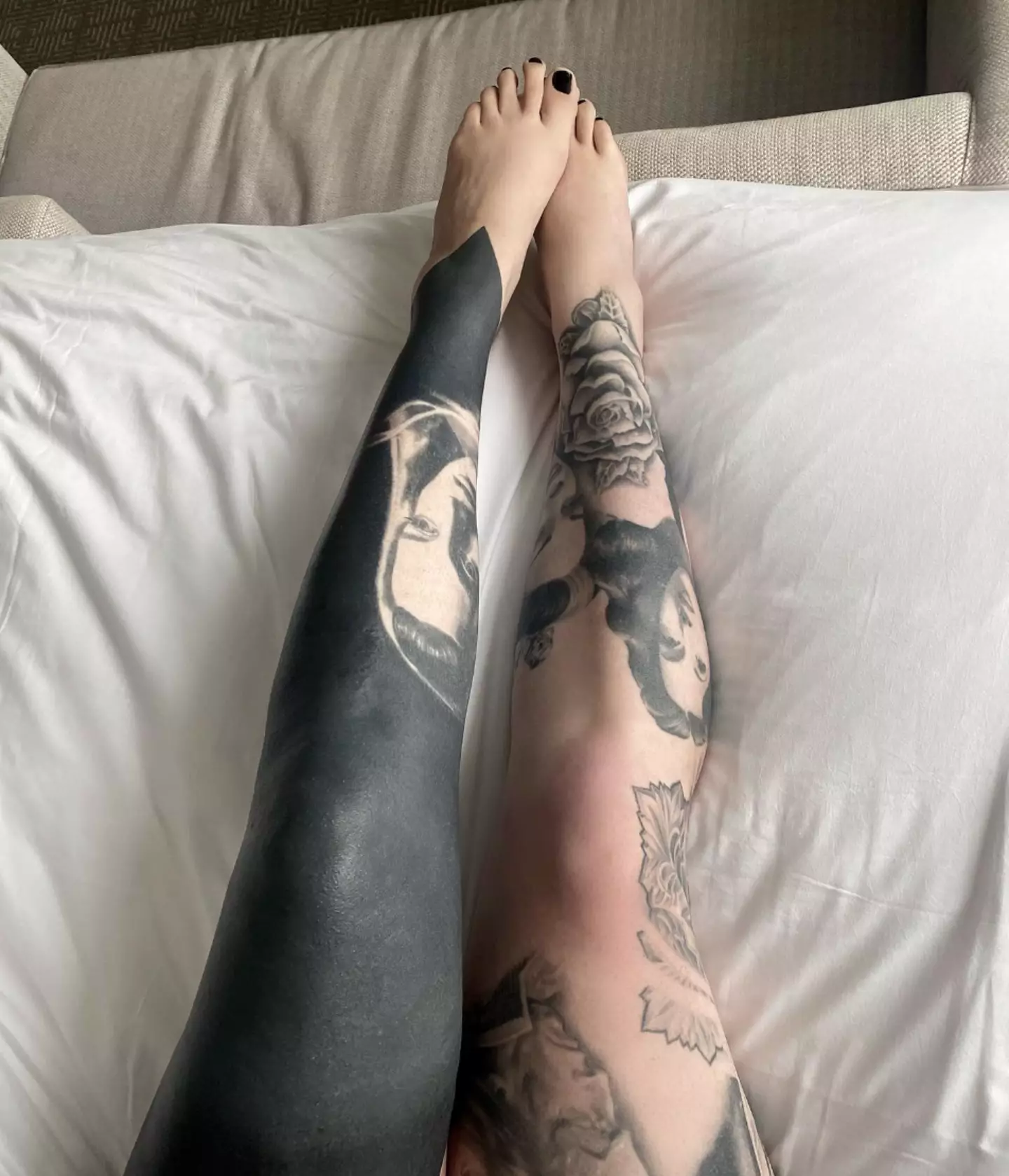 Kat Von D has been working with tattoo artist Hoode Philly to black out many of her famous tattoos (Instagram/@thekatvond