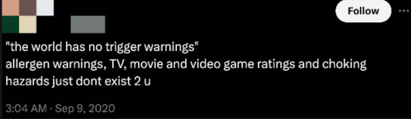 People have been calling for better and more frequent use of content warnings (X)