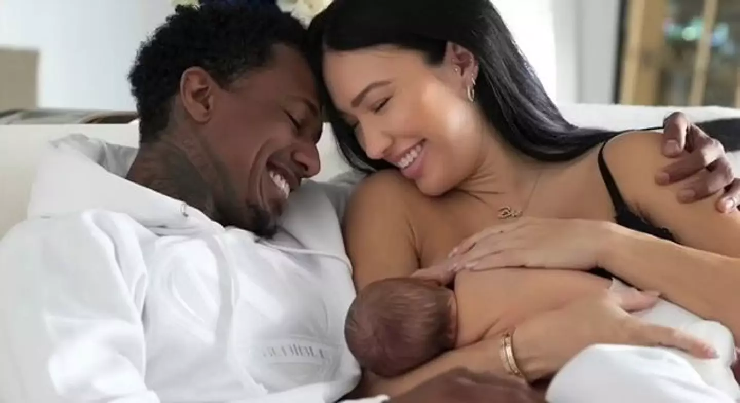 Nick Cannon with Bre Tiesi and their new son.