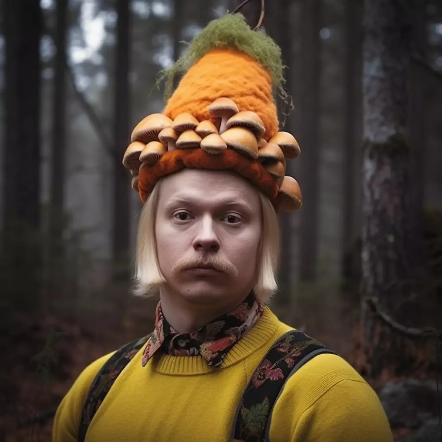 Yep, you're right, most people in Finland do wear mushroom hats. (Reddit/r/midjourney)