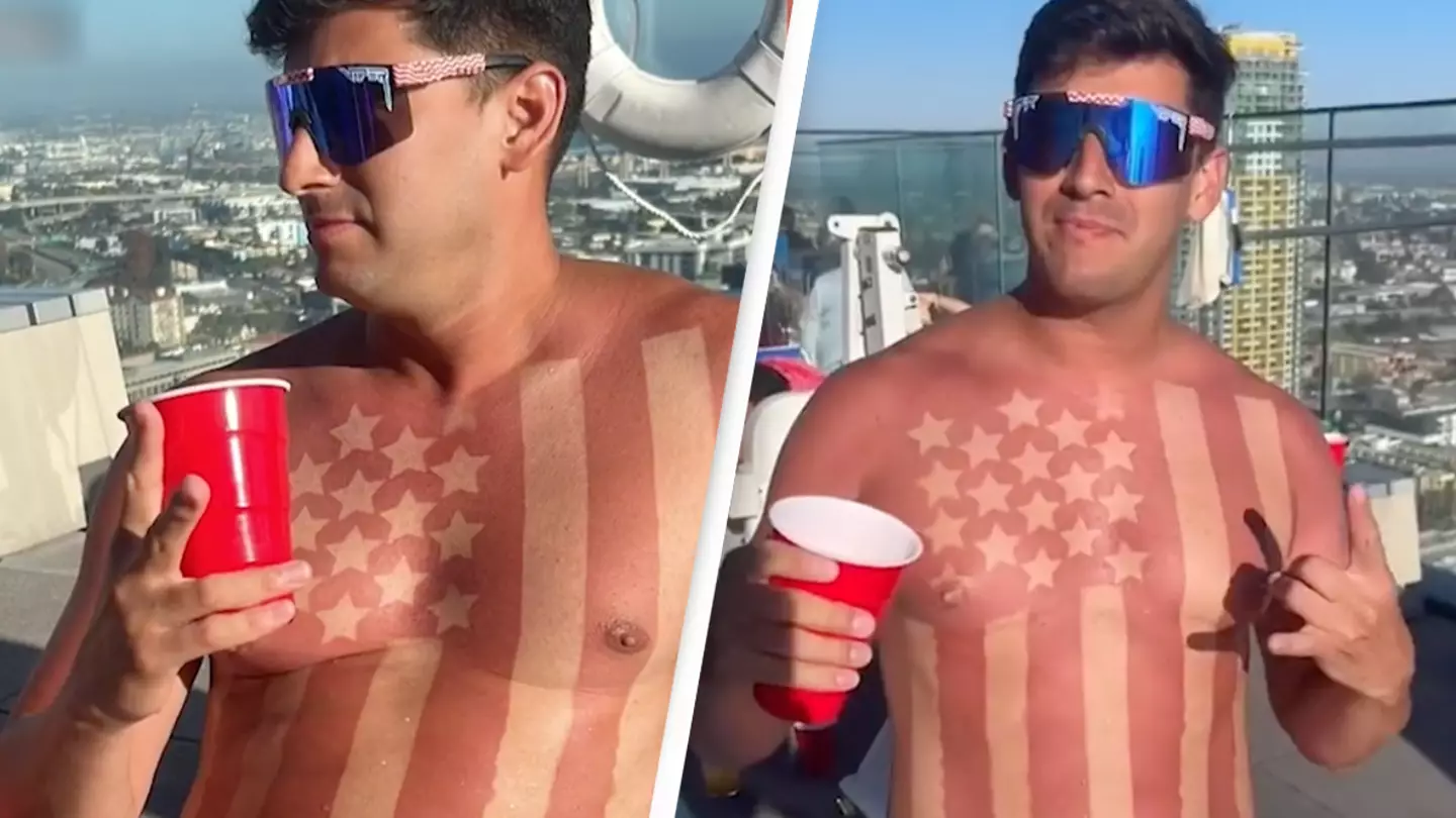 Man loves America so much he's got USA flag tanned on his chest