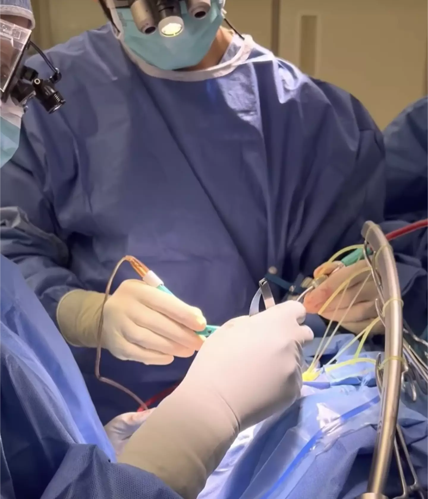 The surgical team needed Krystina to sings to prevent any damage.