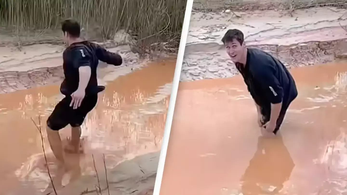 Man jumps into real quicksand showing how dangerous it is and everyone points out the same thing
